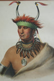1855 Original Hand colored lithograph of  CHON-MON-I-CASE, (CHONMONICASE ), An Otto Half Chief, from the octavo edition of McKenney & Hall’s History of the Indian Tribes of North America