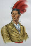 1848 Original Hand colored lithograph of Ahyouwaighs, chief of the six nations, Plate 87, from the octavo edition of McKenney & Hall’s History of the Indian Tribes of North America