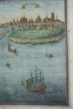 1684 AUTHENTIC ORIGINAL ANTIQUE HAND COLORED COPPERPLATE ENGRAVING FROM “Les travaux de Mars ou L’art de la Guerre” A STUDY OF FORTIFICATIONS, BY ALLAIN MANESSON MALLET, ENGINEER FOR LOUIS XIV, VIEW DE DONKERKE