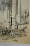 David Robert Authentic First Quarto Edition Duo-Toned Tinted Lithograph Published in 1855 London, Middle East Architecture: Plate 94, Lower Portion of El-Khasne, Petra, Jordan