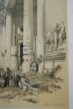 David Robert Authentic First Quarto Edition Duo-Toned Tinted Lithograph Published in 1855 London, Middle East Architecture: Plate 94, Lower Portion of El-Khasne, Petra, Jordan