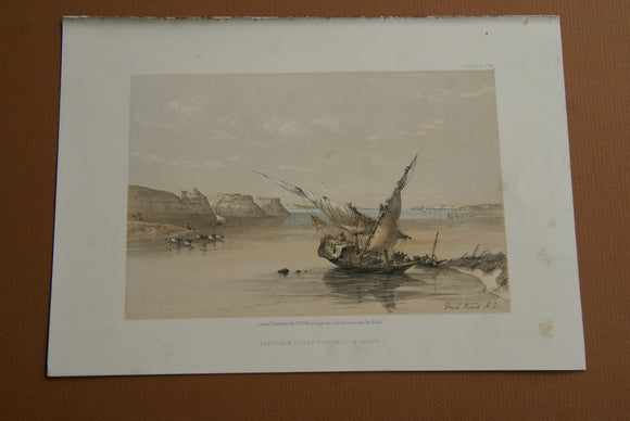 David Robert Authentic Quarto Edition Duo-Toned Tinted Lithograph Published in 1856 London, Middle East Architecture: Plate Plate 174, Approach to the Fortress of Ibrim, Nubia