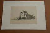 David Robert Authentic Quarto Edition Duo-Toned Tinted Lithograph Published in 1856 London, Middle East Architecture: Plate 154, View At Luxor, Thebes