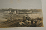 David Robert Authentic First Quarto Edition Duo-Toned Tinted Lithograph Published in 1856 London, Middle East Architecture: Plate 151, General View of the Island of Philae, Nubia