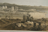David Robert Authentic First Quarto Edition Duo-Toned Tinted Lithograph Published in 1856 London, Middle East Architecture: Plate 151, General View of the Island of Philae, Nubia