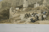 David Robert Authentic First Quarto Edition Duo-Toned Tinted Lithograph Published in 1855 London, Middle East Architecture: Plate 100, Remains of a Triumphal Arch at Petra, Jordan
