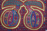 Kuna Indian Folk Art Mola Blouse Panel from San Blas Island, Panama. Museum Quality Hand stitched Reverse Applique: Colorful, Detailed: Stunning Fruit & Leaves. 16 1/2” X 12 1/4” (40A)