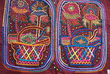 Kuna Indian Folk Art Mola Blouse Panel  from San Blas Island, Panama. Museum Quality Hand stitched Reverse Applique: Colorful  Abstract, Detailed, Stunning : Flowers in Baskets.  Huge:  17.5” X 13.25” (21A)