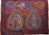 Kuna Indian Folk Art Mola Blouse Panel from San Blas Island, Panama. Museum Quality Hand stitched Reverse Applique: Colorful, Detailed: Stunning Fruit & Leaves. 16” X 12” (41A)