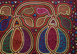 Kuna Indian Folk Art Mola Blouse Panel from San Blas Island, Panama. Museum Quality Hand stitched Reverse Applique: Colorful, Detailed: Stunning Fruit & Leaves. 18” X 12” (41B)