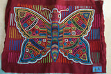 Kuna Indian Folk Art Mola Blouse Panel from San Blas Island, Panama. Great Quality Hand stitched Reverse Applique: Colorful, Detailed: Stunning Butterfly,  16” X 12” (4A)