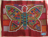 Kuna Indian Folk Art Mola Blouse Panel from San Blas Island, Panama. Great Quality Hand stitched Reverse Applique: Colorful, Detailed: Stunning Butterfly,  16” X 12” (4B)