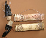 Timor Ethnic Tribal Lime Container ( used during Betel Habit), Unique Vintage Hand Carved Buffalo Bone receptacles: Choice between 2 pieces with Scrimshaw bone motifs, and hand Carved ebony Turtle stopper BN14