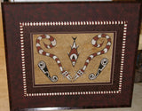 DOUBLE CUSTOM FRAMED Rare Tapa Kapa Bark Cloth (Called Kapa in Hawaii), from Lake Sentani, Irian Jaya, Papua New Guinea. Hand painted by a Tribal Artist with natural pigments: Abstract Stylized Motifs of Eels and Fish 32.25" x 28.5" (DFBA8)