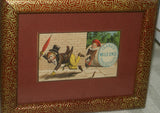 EPHEMERA AMERICANA WHIMSICAL ART: 1800's FRAMED ANTIQUE VICTORIAN ADVERTISING TRADE CARD: CLARK'S MILE, BOY PRANKSTER TRIPPING A MAN IN THE STREET (DFPO1K) QUITE UNIQUE ) COLLECTOR COLLECTIBLE WALL DÉCOR UNIQUE CHILD’S ROOM