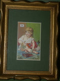 EPHEMERA AMERICANA WHIMSICAL ART: 1800's ANTIQUE VICTORIAN ADVERTISING TRADE CARD, FRAMED WITH STAND: PEARLINE SOAP, "A WIFE'S VICTORY" (DFPO1M) VINTAGE HAND PAINTED FRAME DESIGNER COLLECTOR COLLECTIBLE WALL DÉCOR UNIQUE