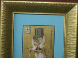 EPHEMERA AMERICANA WHIMSICAL ART: 1800's FRAMED ANTIQUE VICTORIAN ADVERTISING TRADE CARD: MILK-MAID BRAND TOP HAT BOY (DFPO1R) IN HAND PAINTED VINTAGE FRAME BABY ROOM DESIGNER COLLECTOR COLLECTIBLE WALL DÉCOR