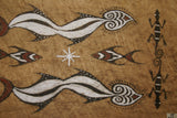 Rare Tapa Kapa Bark Cloth (Called Kapa in Hawaii), from Lake Sentani, Irian Jaya, Papua New Guinea. Hand painted with natural pigments by a Tribal Artist: Abstract Geometric Stylized Fish & Eel Motifs 16.25" x 25" (no 41)