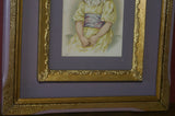 EPHEMERA AMERICANA WHIMSICAL ART: 1800's DOUBLE FRAMED ANTIQUE VICTORIAN ADVERTISING TRADE CARD: GOOD-WILL SOAP GIRL IN YELLOW & MAUVE DRESS (DFPO1N) ADORABLE LITTLE KID DESIGNER COLLECTOR COLLECTIBLE WALL DÉCOR UNIQUE CHILD ROOM
