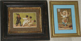 EPHEMERA AMERICANA WHIMSICAL ART: 1800's EXTREMELY RARE ANTIQUE VICTORIAN ADVERTISING TRADE CARD, Stowell & Co. Boston, FRAMED IN UNIQUE ANTIQUE FRAME, WITH MAT AND GLASS ADDED (DFPO1W) Triplets origami rooster man with whip