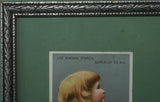 EPHEMERA AMERICANA WHIMSICAL ART: 1800's FRAMED ANTIQUE VICTORIAN ADVERTISING TRADE CARD: NIAGARA STARCH, GIRL PRAYING (DFPO1Z) HAND PAINTED VINTAGE FRAME DESIGNER COLLECTOR COLLECTIBLE WALL DÉCOR UNIQUE
