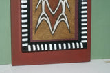 CUSTOM FRAMED Rare Tapa Kapa Bark Cloth (Called Kapa in Hawaii), from Lake Sentani, Irian Jaya, Papua New Guinea. Hand painted with natural pigments by a Tribal Artist: Abstract Geometric Stylized Fish Motifs 7"x 6" DFBA7