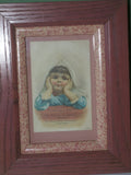 EPHEMERA AMERICANA WHIMSICAL ART: 1800's DOUBLE FRAMED (2 FRAMES IN 1) ANTIQUE VICTORIAN ADVERTISING TRADE CARD: HOODS PILLS CURE LIVER ILLS (DFPO2A) ADORABLE LITTLE GIRL DESIGNER COLLECTOR COLLECTIBLE WALL DÉCOR UNIQUE CHILD ROOM