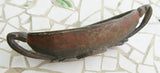 BETEL HABIT PARAPHERNALIA: UNIQUE RARE OLDER POLYCHROME COASTAL RAMU RIVER BETEL MORTAR, HAND CARVED, UNUSUAL CANOE SHAPED WITH BASE, COLOR PIGMENTS, NICE PATINA, COLLECTED IN THE FIELD, NEW GUINEA, MID 20TH CENTURY. 10” LONG