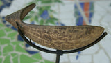 Very Rare Older Coconut Shell Cannibal Spoon or Ompi from the Azera (Adzera) People, Markham Valley, Morobe Province. Papua New Guinea. Private Collection, Mid 20th Century. ITEM SP3C comes with metal custom stand, highly collectible.