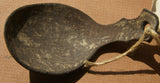 BETEL NUT HABIT PARAPHERNALIA COLLECTION: OLDER VERY RARE & UNIQUE ETHNIC HAND CARVED PRIMITIVE FESTOONED TRIBAL SPOON, HAND CARVED OUT OF COCONUT SHELL, TAMI ISLAND, HUON GULF, SOUTH SEAS, SP7C. GOOD PATINA
