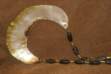 Bride Price Currency, Rare Old Ceremonial Moka Kina Shell Necklace (Huge Mother of Pearl Crescent) with Beaded Chain, Pectoral Collected from the Foi Tribe (New guinea), Mid 1900’s, Highly Collectible. KINA8