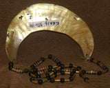 Bride Price Currency, Rare Vintage Ceremonial Moka Kina Shell Necklace (Huge Mother of Pearl Crescent) with Beaded Chain, Pectoral Collected from the Foi Tribe (New guinea), late 1900’s, Highly Collectible. KINA14