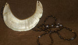 Bride Price Currency, Rare Older Ceremonial Moka Kina Shell Necklace (Huge Mother of Pearl Crescent) with Seed Bead Chain, Pectoral Collected from the Foi Tribe (New guinea), Late 1900’s, Highly Collectible. KINA20