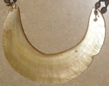 Bride Price Currency, Rare Older Ceremonial Moka Kina Shell Necklace (Huge Mother of Pearl Crescent) with Seed Bead Chain, Pectoral Collected from the Foi Tribe (New guinea), Late 1900’s, Highly Collectible. KINA20