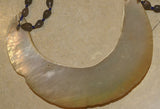 Bride Price Currency, Rare Older Ceremonial Moka Kina Shell Necklace (Huge Mother of Pearl Crescent) with Seed Bead Chain, Pectoral Collected from the Foi Tribe (New guinea), Late 1900’s, Highly Collectible. KINA20