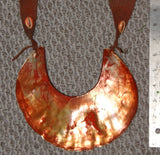 Museum Bride Price Currency, Rare Old Ceremonial Moka Kina Shell Necklace (Huge Mother of Pearl Crescent) Pectoral Collected from the Foi Tribe (New guinea), Mid 1900’s, Red Pigments & Woven Neck Piece, Nassa, Cuscus Fur, Highly Collectible. KINA13