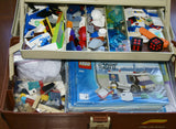 4 LEVELS TOOL BOX PACKED WITH 2308 LEGO PIECES, 45 CONSTRUCTION MANUALS, MANY SPECIALTY PCS, MFS PARTS, ALL FROM CITY, CREATOR, SYSTEM & BIONICLE & MECANICAL, 6 SMALL CUSTOM BUILDS. $500.00 VALUE MINIMUM. 10 LBS & FREE SHIPPING item 01