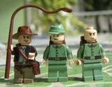 3 RARE LEGO RETIRED HIGHLTY COLLECTIBLE MINIFIGURES INDIANA JONES iaj044 7196 WITH GRIN (SMILE) HAT, SATCHEL & WHIP + 2 RUSSIAN SOLDIERS OR GUARDS (GREEN UNIFORMS) WITH CAP & BACKPACKS iaj013 (kits 7625 & 7626) ITEM 78 Year 2008 15 pcs