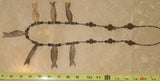 Unique Vintage Hand crafted Ethnic Glass Trade Beads & Rudhaccha Seeds  Necklace with 7 Asian Buffalo Bone Hand Carved Pendants of Fish Effigies, Borneo, Indonesia NECK10+ 1 Flapper Coconut necklace. Zodiac Pisces Emblem.