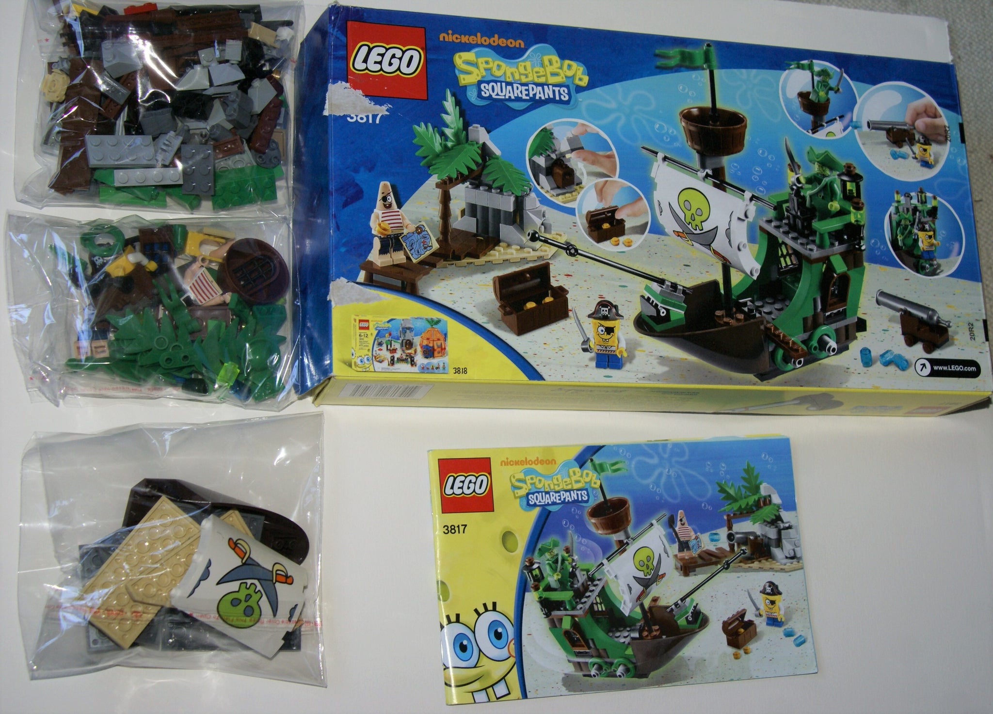 NOW RARE RETIRED LEGO (241 PIECES),THE FLYING DUTCHMAN 3817: MINIFIGURES,  SPONGEBOB, PIRATE PATRICK, FLYING DUTCHMAN, PIRATE SHIP, CANNON, SMALL