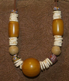 MOROCCO TRIBAL BERBER TOUAREG DOWRY WEDDING ETHNIC BEADS NECKLACE , BRIDE PRICE, WITH AMBER BEADS , WOOD BALLS, CONUS SHELL RINGS, AND COLORFUL GLASS BEADS NECK25 + LONG OTHER COCONUT SHELL NECKLACE