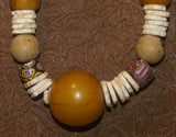 MOROCCO TRIBAL BERBER TOUAREG DOWRY WEDDING ETHNIC BEADS NECKLACE , BRIDE PRICE, WITH AMBER BEADS , WOOD BALLS, CONUS SHELL RINGS, AND COLORFUL GLASS BEADS NECK25 + LONG OTHER COCONUT SHELL NECKLACE