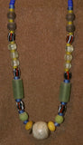 Rare Tribal Ethnic Dayak Iban Tribe Talisman Necklace: Antique Hand Crafted Magical Lukut Sekala , Old Trade Glass Beads, Amber beads, Stone Bead, Chinese Coins, collected in 1980’s Borneo Aristocrat Owner, Indonesia. NB3