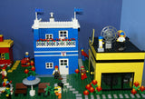 5 BUILDS: 2 STORIES HOME POOL PING PONG PLAYHOUSE APT DONUT SHOP TIRE STORE TOW TRUCK ETC.. HOT DOG STAND BENCHES (1569 PCS) 29 VERY RARE RETIRED MINIFIGURES FROM "LEGO TOWN" &  THE SIMPSONS (1978- 2010) KIT 2