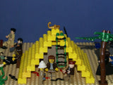 CUSTOM LEGO SET, PYRAMID RAIDERS ARCHEOLOGIC DIG WITH 33 NOW RARE RETIRED MINIFIGURES FROM ADVENTURES OF THE ORIENT EXPRESS & INDIANA JONES TEAM, SKELETONS, SNAKES SCORPIONS SPIDERS, 2 PYRAMIDS, OASIS, MANY ACCESSORIES 535 PCS (KIT 11) 20" X 10"