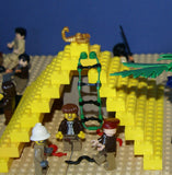 CUSTOM LEGO SET, PYRAMID RAIDERS ARCHEOLOGIC DIG WITH 33 NOW RARE RETIRED MINIFIGURES FROM ADVENTURES OF THE ORIENT EXPRESS & INDIANA JONES TEAM, SKELETONS, SNAKES SCORPIONS SPIDERS, 2 PYRAMIDS, OASIS, MANY ACCESSORIES 535 PCS (KIT 11) 20" X 10"