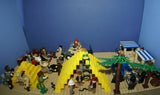 CUSTOM LEGO SET, PYRAMID RAIDERS ARCHEOLOGIC DIG WITH 33 NOW RARE RETIRED MINIFIGURES FROM ADVENTURES OF THE ORIENT EXPRESS & INDIANA JONES TEAM, SKELETONS, SNAKES SCORPIONS SPIDERS, 2 PYRAMIDS, OASIS, MANY ACCESSORIES 535 PCS (KIT 11) 20" X 10"