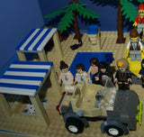 CUSTOM LEGO SET, PYRAMID RAIDERS ARCHEOLOGIC DIG WITH 33 NOW RARE RETIRED MINIFIGURES FROM ADVENTURES OF THE ORIENT EXPRESS & INDIANA JONES TEAM, SKELETONS, SNAKES SCORPIONS SPIDERS, 2 PYRAMIDS, OASIS, MANY ACCESSORIES 535 PCS (KIT 11) 20" X 10"