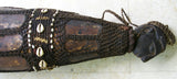 Very Rare Huge Old Ethnic Hunting & Gathering Water Gourd, Calabash Decorated with Woven Bark Strips, Nassa Shells & Seed Beads, Dani Tribe, Baliem Valley, Irian Jaya, West Papua, 30" Long, collected in late 20th Century