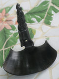 VINTAGE  HAND CARVED ETHNIC TRIBAL BUFFALO HORN  RICE SCOOP, LARGE  SPOON USED DURING FESTIVITIES, RITES OF PASSAGE & SUCH, FEMALE ANCESTOR MOTIF, COLLECTED ON THE PREMISES LATE 20TH CENTURY,  INDONESIA 250D